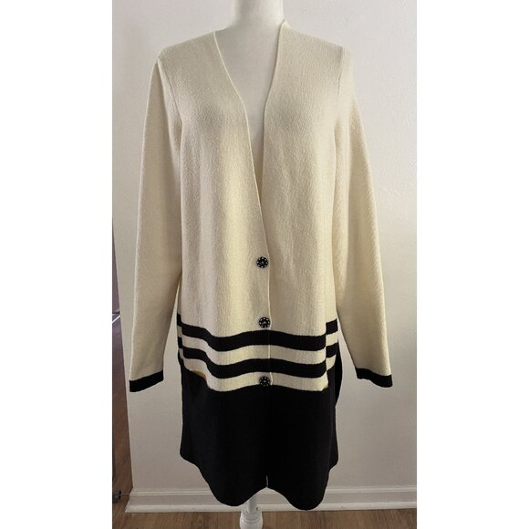 EUC Angel Of The North Womens XL Cardigan Sweater With Buttons & Stripes - Picture 1 of 8